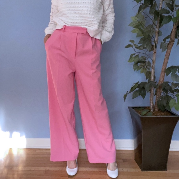 Zara Pants - Zara Pink High Waisted Wide Leg Pleated Pants